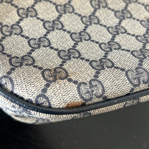 Authentic Vintage GUCCI Ophidia Navy Monogram Canvas Leather Crossbody Bag - Picture 10 of 16